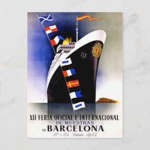 Vintage Travel Poster For Barcelona Postcard