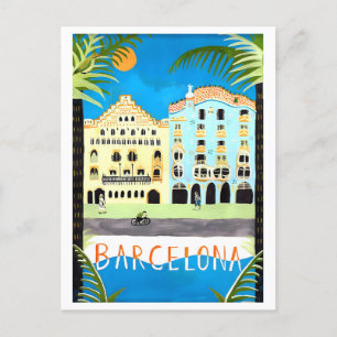 Vintage Travel Poster for Barcelona, Spain, Postcard