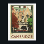 Vintage Travel Poster for Cambridge in England Postcard<br><div class="desc">This is a reproduction of a vintage travel poster for Cambridge in England.</div>