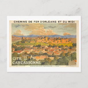 Vintage Travel Poster for Carcassonne in France Postcard