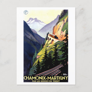 Vintage Travel Poster for Chamonix and Martigny Postcard