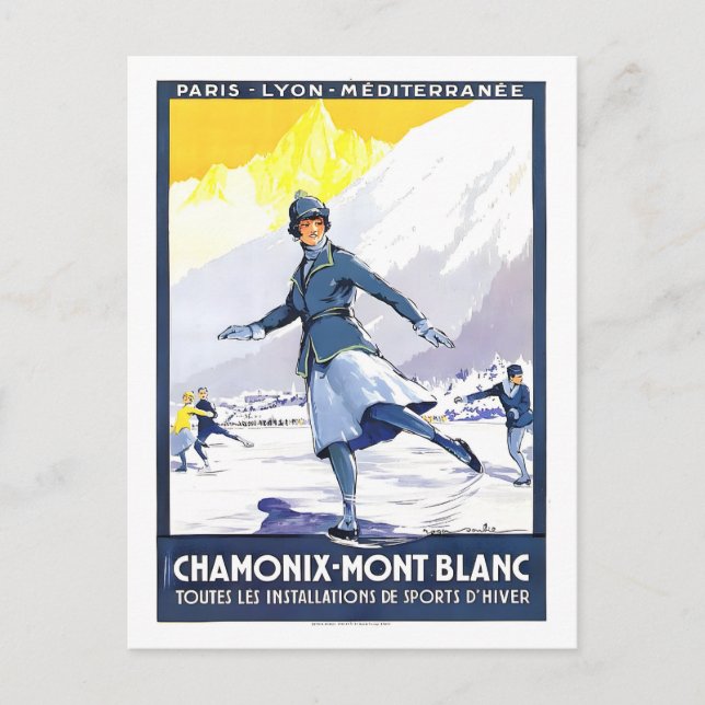 Vintage Travel Poster for Chamonix, France, Postcard (Front)