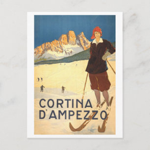 Vintage Travel Poster for Cortina d'Ampezzo Postcard