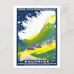 Vintage Travel Poster for Dauphine, France, Postcard
