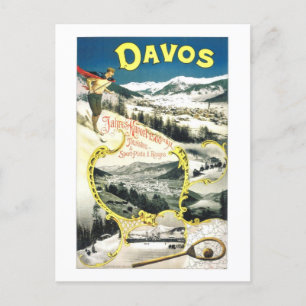 Vintage Travel Poster for Davos, Switzerland, Postcard