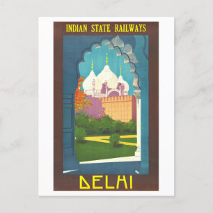 Vintage Travel Poster for Delhi, India, Postcard