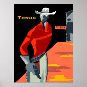 Vintage travel poster for Ft Worth, Texas