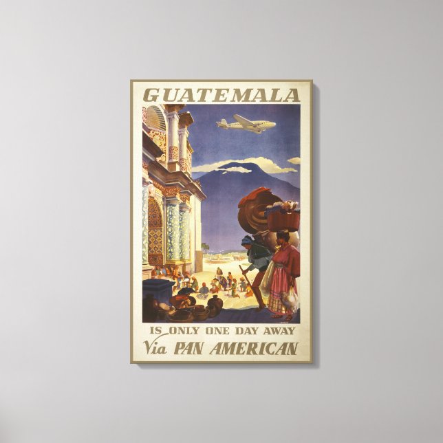 Vintage Travel Poster For Guatemala Canvas Print (Front)