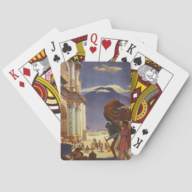 Vintage Travel Poster For Guatemala Playing Cards (Back)