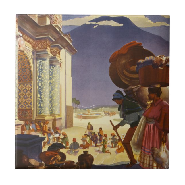 Vintage Travel Poster For Guatemala Tile (Front)