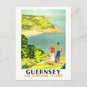 Vintage Travel Poster for Guernsey Postcard