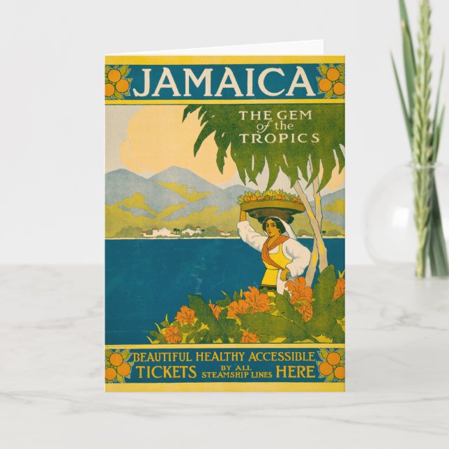 Vintage Travel Poster For Jamaica Card (Front)