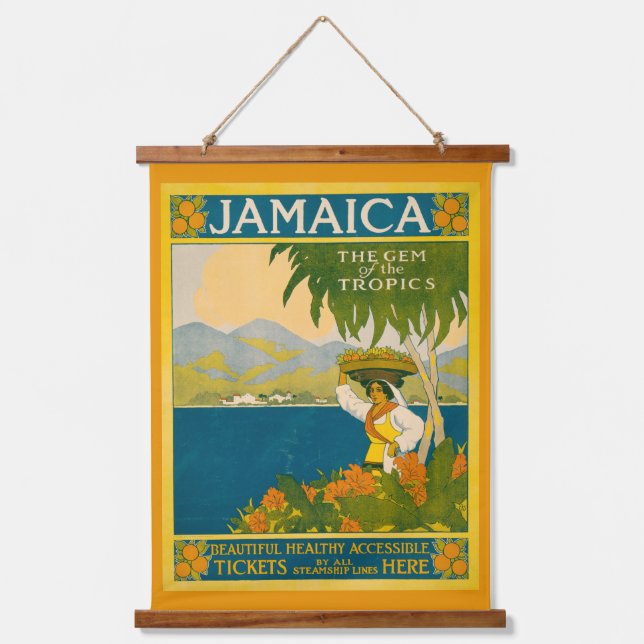 Vintage Travel Poster For Jamaica Hanging Tapestry (Front)