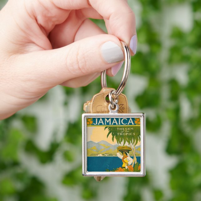 Vintage Travel Poster For Jamaica Key Ring (Hand)