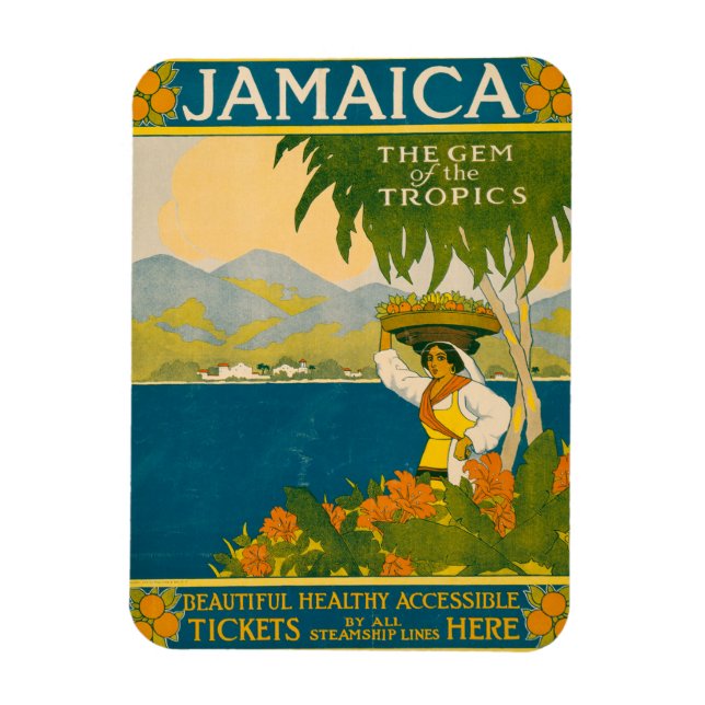 Vintage Travel Poster For Jamaica Magnet (Vertical)