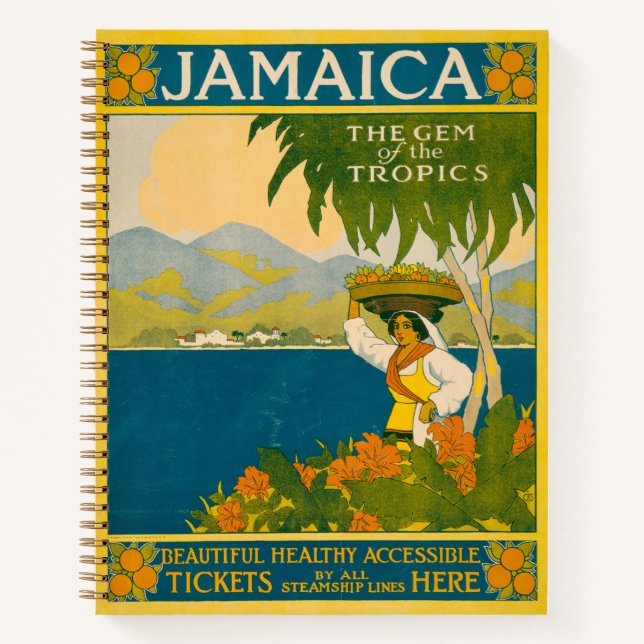 Vintage Travel Poster For Jamaica Notebook (Front)
