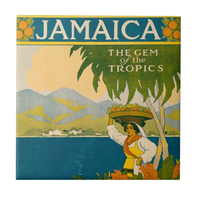 Vintage Travel Poster For Jamaica Tile (Front)