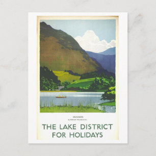 Vintage Travel Poster for Lake District in England Postcard