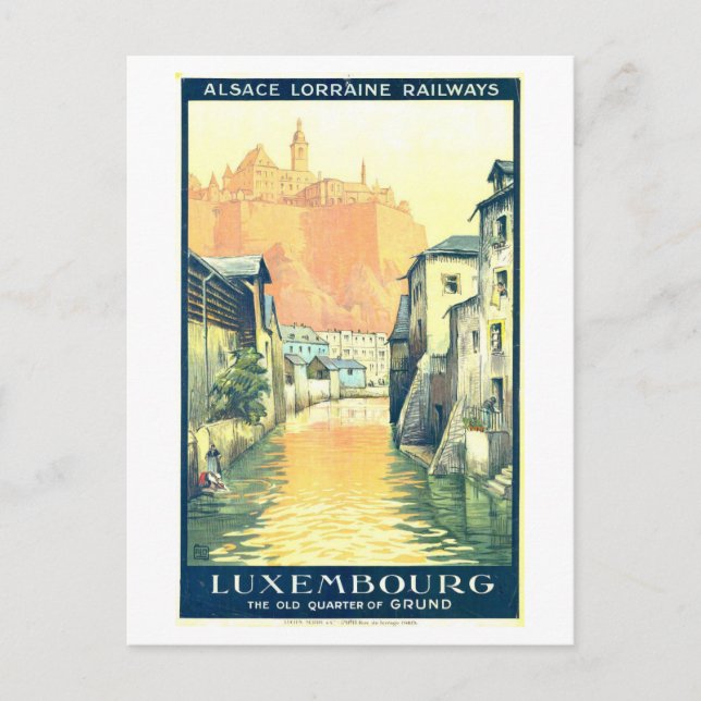 Vintage Travel Poster for Luxembourg Postcard (Front)