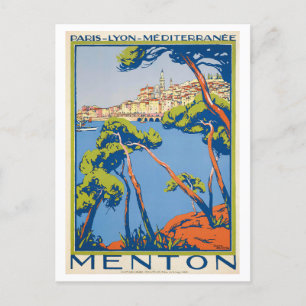 Vintage Travel Poster for Menton, France, Postcard