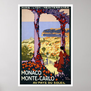 Vintage Travel Poster for Monaco & Monte Carlo