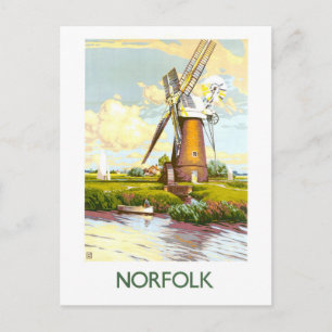 Vintage Travel Poster for Norfolk in England Postcard