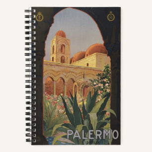 Vintage Travel Poster For Palermo, Italy. Notebook
