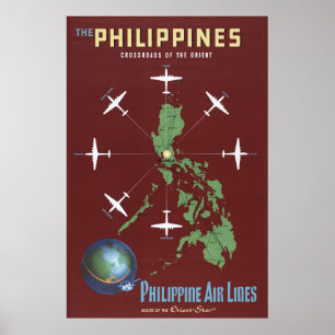 Vintage Travel Poster For Philippine Air Lines