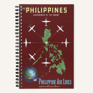 Vintage Travel Poster For Philippine Air Lines Notebook