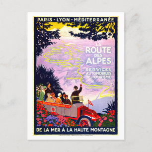 Vintage Travel Poster for PLM Alps Route, France Postcard
