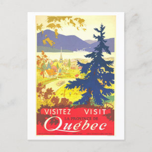 Vintage Travel Poster for Quebec Postcard