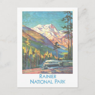 Vintage Travel Poster for Rainier National Park Postcard