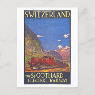 Vintage Travel Poster for St. Gothard Railway Postcard