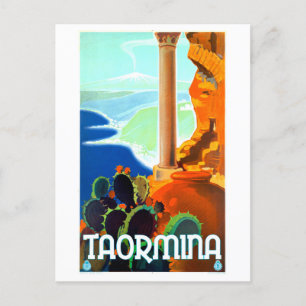 Vintage Travel Poster for Taormina, Sicily, Italy, Postcard