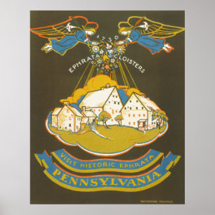 Vintage Travel Poster For The Ephrata Cloister