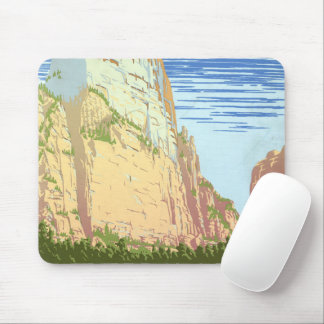 Vintage Travel Poster For Zion National Park Mouse Mat