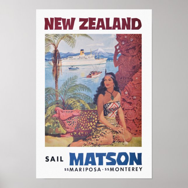 Vintage Travel Poster France - New Zealand (Front)