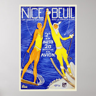Vintage Travel Poster France Riviera Nice