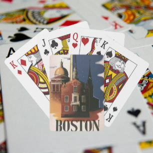 Vintage Travel Poster from Boston, Massachusetts Playing Cards