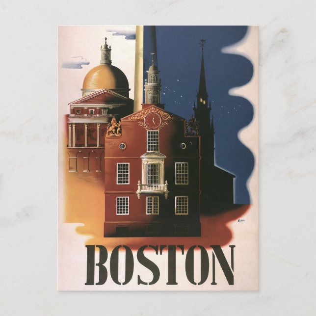 Vintage Travel Poster from Boston, Massachusetts Postcard (Front)