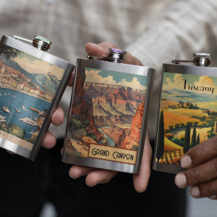 Vintage Travel Poster Grand Canyon Colorado River Hip Flask