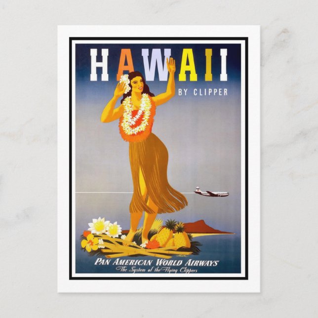 Vintage Travel Poster,Hawaii Postcard (Front)