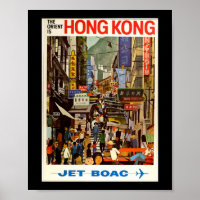 Vintage Travel Poster Hong Kong Street