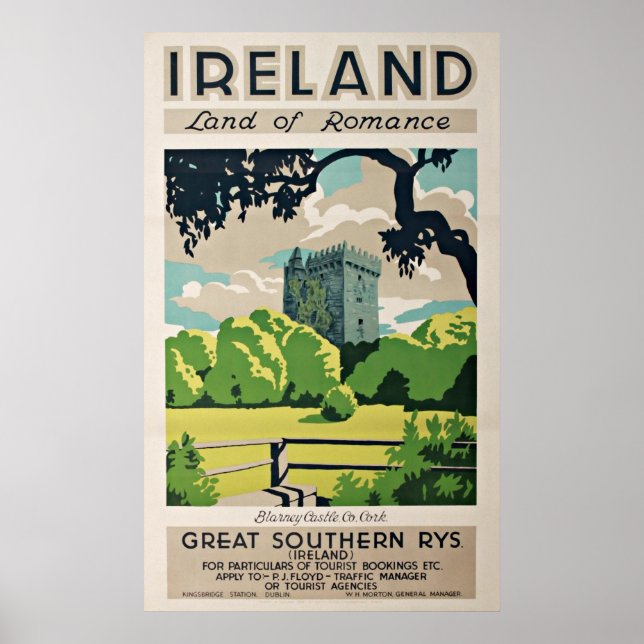 Vintage Travel Poster Ireland Blarney Castle (Front)