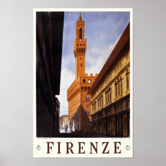 Vintage Travel Poster Italy Florence Firenze