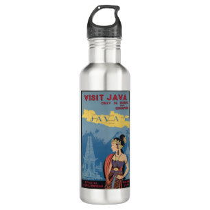 Vintage Travel Poster Java Indonesia 710 Ml Water Bottle