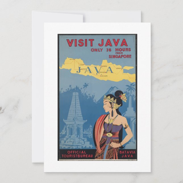 Vintage Travel Poster Java Indonesia Cards (Front)