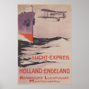 Vintage Travel Poster KLM Lucht-Express Poster