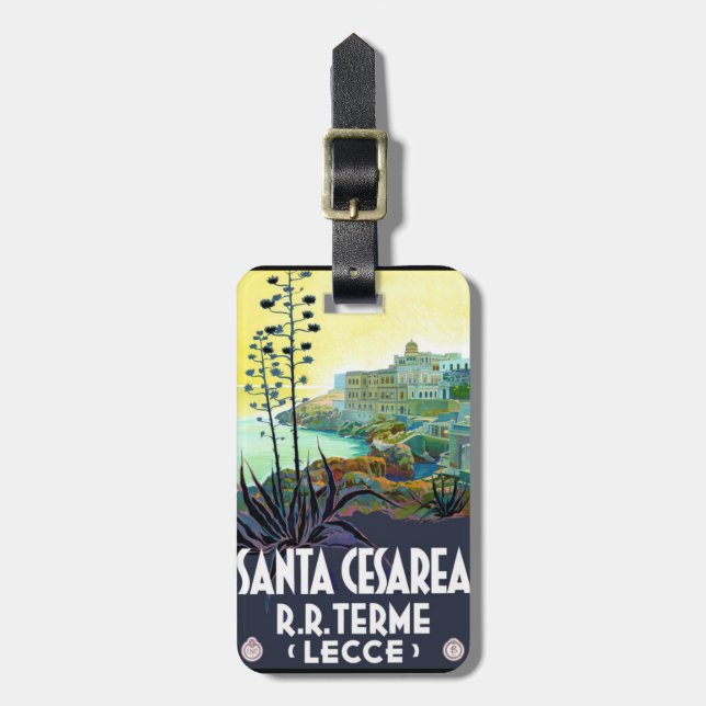 Vintage Travel Poster Lecce Italy Luggage Tag (Front Vertical)