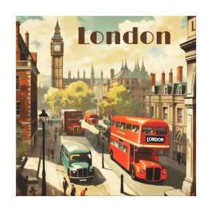 Vintage Travel Poster London City Centre Canvas Print